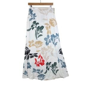 New UOOZEE Floral/Botanical‎ Print Maxi Skirt size Large White/Multicolor